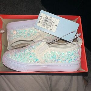 Cat & Jack Sparkly White Kids Slippers